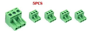 5PCS 3 Pin 5.08mm Pitch Pluggable PCB Screw Terminal Block Phoenix for 24-12AWG - Picture 1 of 5