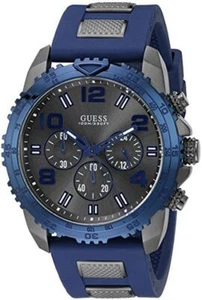 Guess Men's U0599G2 Silicone Sporty Multi-Function Analog Quartz Blue Watch - Picture 1 of 3