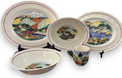 Ivy Hill WELCOME HOME Indigo Gate Collection Juego de 5 Platos, Cuencos, + Foto 1 de 4