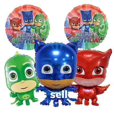 PJ MASKS Owlette Gekko Catboy globo de aluminio los 5 globos de fiesta de superhéroes 27"" Foto 1 de 4