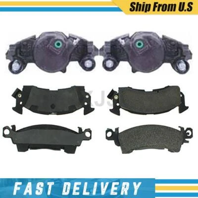 Front Left + Right Brake Calipers & Metallic Pads For 1985-1989 Buick Electra - Image 1 of 4