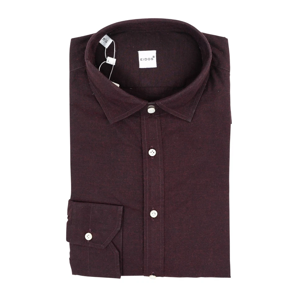 350$ EIDOS by ISAIA NAPOLI Burgundy Casual Shirt Washed Cotton - Image 1 of 1