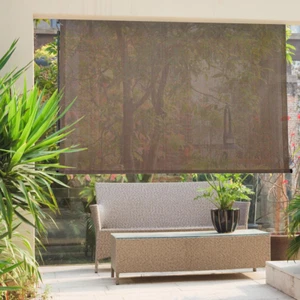 96"W x 72"L Exterior Patio Roller Blind Window Sun Shade Outdoor Porch Driftwood - Picture 1 of 11