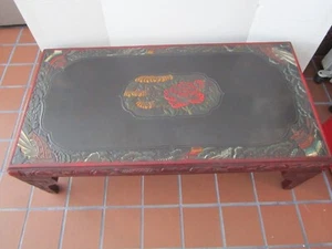 Oriental Chinoiserie Furniture wooden carved with Black Lacquered finish Coffee - Picture 1 of 24