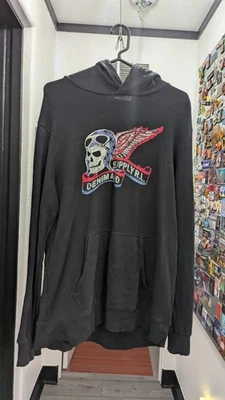 MENS DENIM & SUPPLY RALPH LAUREN BLACK HOODIE SWEATSHIRT SIZE L - Image 1 of 4