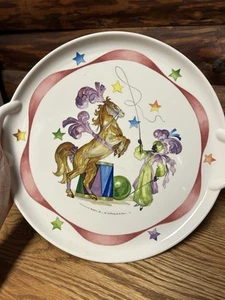 VILLEROY AND BOCH 12” CAKE PLATE HANDLED LE CIRQUE PATTERN - Picture 1 of 2