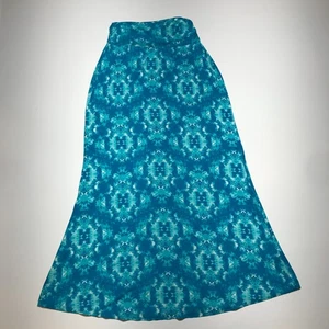 Faith And Joy Maxi Skirt Size S Tie Dye Blue Rayon Summer High-Waisted Fold Over - Picture 1 of 11