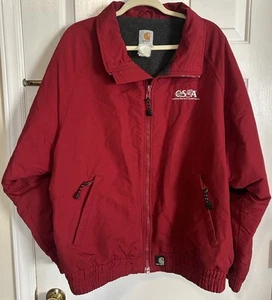 Vintage CARHARTT J72 Fleece Lined Bomber Jacket Red Size Regular XL Embroidered - Picture 1 of 12