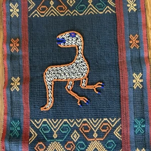 Vintage Sumba Ikat Indonesisch Gewebt Textil 10,5x46" Perlen Muscheln Tischläufer - Bild 1 von 9