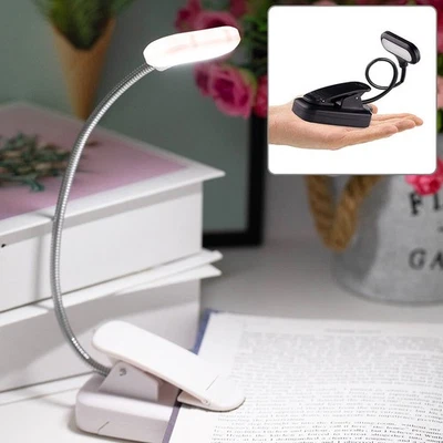 Buch Lese-Lampe LED Buch-Leuchte Klemmleuchte dimmbar flexibel mit Schwanenhals - Bild 1 von 4