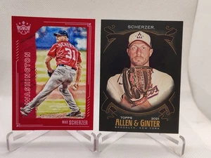 2021 Max Scherzer Lot- Diamond Kings Red Frame #168 & Topps Ginter X #52 - Picture 1 of 6