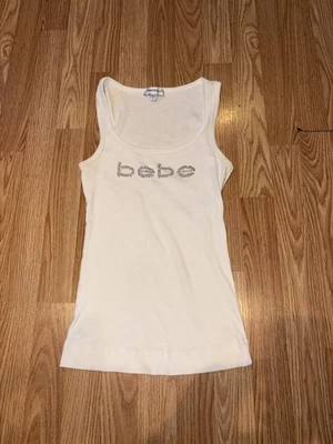 Blusa sin mangas Bebe Y2K 2000S para mujer talla L con logotipo tachonado blanca Foto 1 de 4