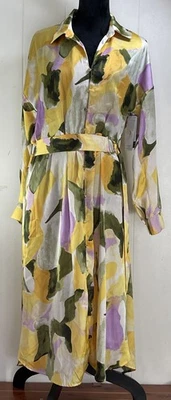 French Connection Women's Tailored Fit Long Shirt Midi Dress Abstract Colorful - Image 1 of 4