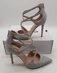 Aldo Silver Special Occasion Stiletto Shoes. Strappy, Zip Back. Size UK 5, EU 38 - Picture 1 of 7
