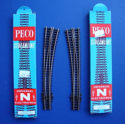PECO N GAUGE Electrofrog SL-E386X 387X CURVED R/H & L/H NOS N Scale Train Track - Image 1 of 4