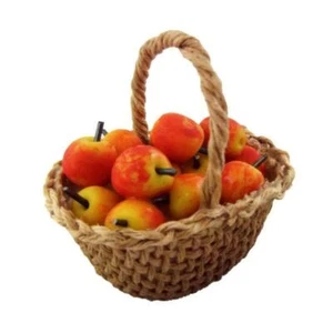 Dolls House Miniature Country Kitchen Hand Made Basket of Apples - Picture 1 of 8