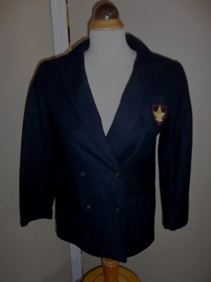 Blazer Cresta Doble Pecho Franela Azul Marino Años 70 De Colección Talla XS/S NOS Foto 1 de 4