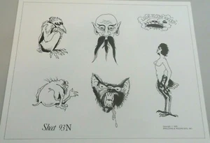 Hoja flash tatuaje Spaulding & Rogers Don Nolan 1978 de colección #93N Rabid Bat - Imagen 1 de 1
