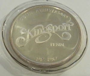 1987 Kingsport, TN 70th Anniv. Traders Village 1 Troy Oz. .999 Fine Silver Round - Picture 1 of 2