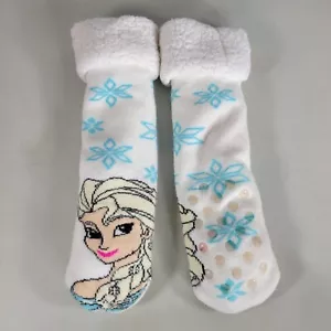 Disney Niñas Frozen Elsa Blanco Zapatilla Calcetines Se Ajusta a Niña Zapato Talla 4-10 - Imagen 1 de 3
