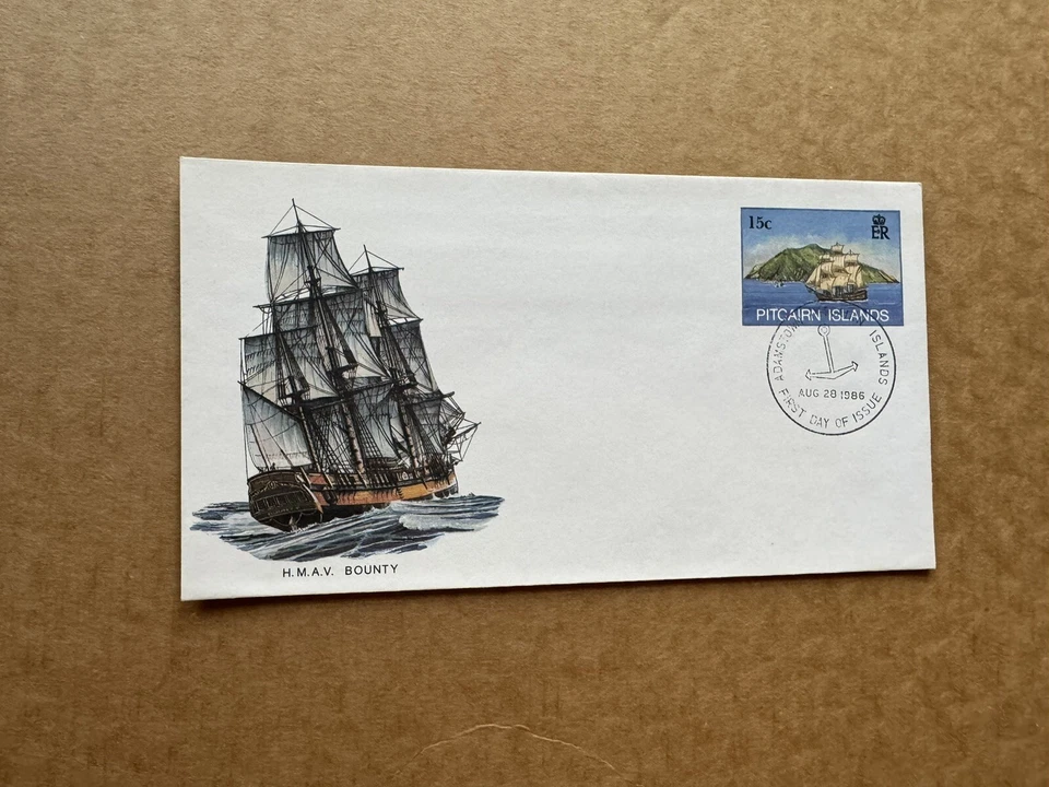 Pitcairn Islands 1986 FDC Stationery (67) HMAV Bounty +Matching Cachet +8/28/86 - Image 1 of 1