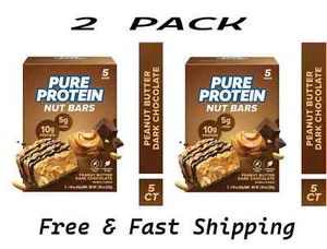 Pure Protein Nut Bars,High Protein,Peanut Butter Dark Chocolate, 5 Ct(PACK OF 2) - Picture 1 of 1
