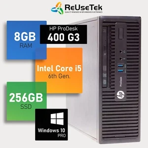 HP ProDesk 400 G3 SFF Intel i5-6500 3.20Ghz 8GB RAM 256GB SSD Win 10 Pro Desktop - Afbeelding 1 van 13