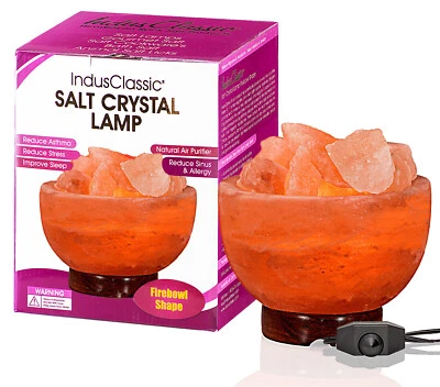 IndusClassic Fire Bowl Himalaya Cristal Roca Sal Lámpara Ionizador Purificador de Aire Foto 1 de 4