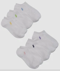 NEW RALPH LAUREN POLO GIRLS NO SHOW SOCKS 6 PAIRS 4-6X PASTEL PONY - Picture 1 of 1