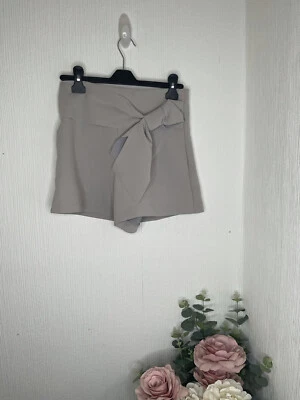 Topshop Size 8 Grey Tie Front Shorts  - Image 1 of 3