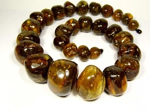 Baltic Amber Necklace 27" 289gr Black Brown Green Massive Natural 6013 - Picture 1 of 16