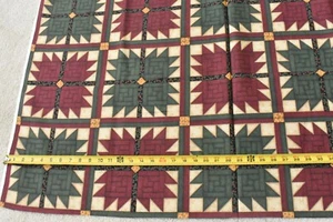 17.5" Long x 44", Red Green Tan Patchwork Print Blocks Panel/Cranston/Beck,P8988 - Picture 1 of 6