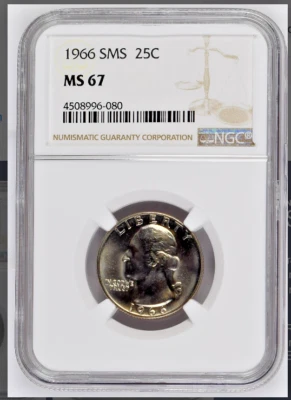 NGC MS 67 SMS 1966 25c Washington Quarter  - Image 1 of 2