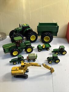 John Deere toy tractor lot 10 Various Die Cast & Plastic Tractors And Equipment