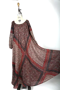 70s Vintage Kaftan Maxi Dress Sultana by Adini Floral Lurex Boho Bohemian Hippy - Picture 1 of 6