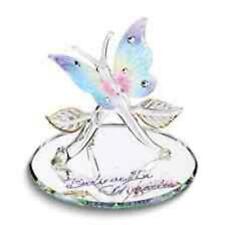 Glass Baron BELIEVE IN MIRACLES Butterfly on Leaf Handcrafted Glass Figurine