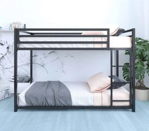 Bunk Beds Twin Over Twin Size Metal Frame Ladder Kids Teen Adult Dorm Bedroom - Picture 1 of 2