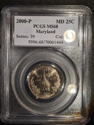 2000-p PCGS MS-68 Maryland Washington State Quarter Hard to Find Nice Coin - Image 1 of 2
