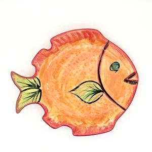 Plato de pescado arte italiano L Pieyce 1999 cerámica pintado a mano - Imagen 1 de 6