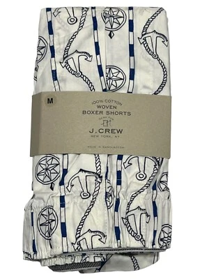 NUEVO CON ETIQUETAS J CREW Ropa Interior Boxer Talla S-M-L-XL Blanco Azul Anclas #12 Foto 1 de 4