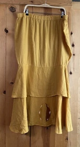 Simply Greta Lagenlook Art To Wear Yellow Skirt Painted 40-46 In WAIST 2X-4X - Picture 1 of 18