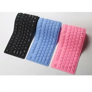 Waterproof Silicone Keyboard Foldable Flexible USB Dustproof DirtProof Full Size - Picture 1 of 4