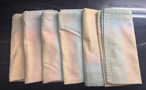 6er Set Pier 1 Pastell Stoffservietten kariert bunt Frühling mit Etikett - Bild 1 von 6