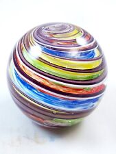 M Design Art Handcraft Rainbow Swirls Line Ranibow Surface Glass Paperweight