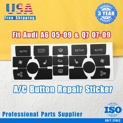 Calcomanías adhesivas de restauración de botón de control de clima de aire acondicionado para Audi A6 Q7 2007-2009 Foto 1 de 4