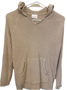 Hannah Anderson Girls Open Knit Beige Hooded Sweater Size 10 Beach Vacation - Picture 1 of 3