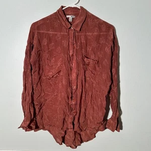 Society Amuse Blouse Button Up Long Sleeve Rust Small Women's - Picture 1 of 4