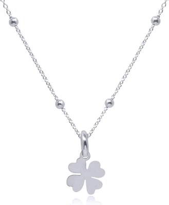 Collana Girocollo Ciondolo Quadrifoglio Portafortuna Da Donna Argento 925, Trifo - Immagine 1 di 4