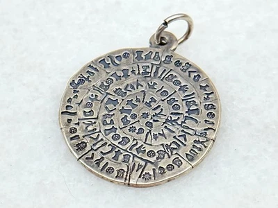 Ancient Greek Minoan Phaistos Disc Sterling Silver 925 Pendant - Image 1 of 3