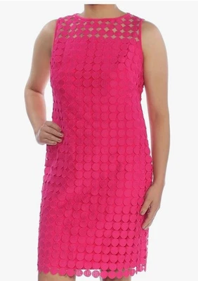 Lauren by Ralph Lauren Womens Dress 18W Pink Geometric Circle Lace Sheath Party - Image 1 of 4